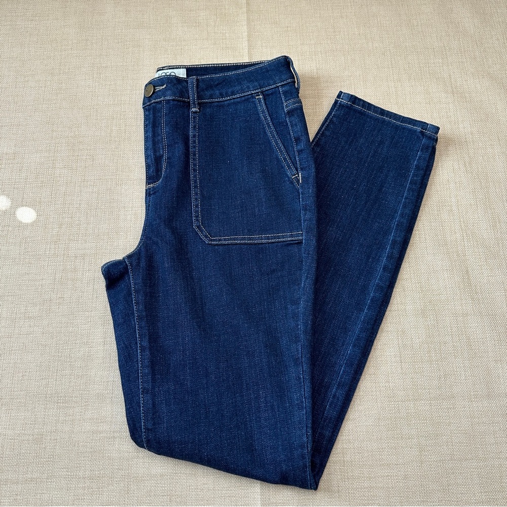 LOGO Exposed Pocket High/Mid Rise 29in Skinny Jeans